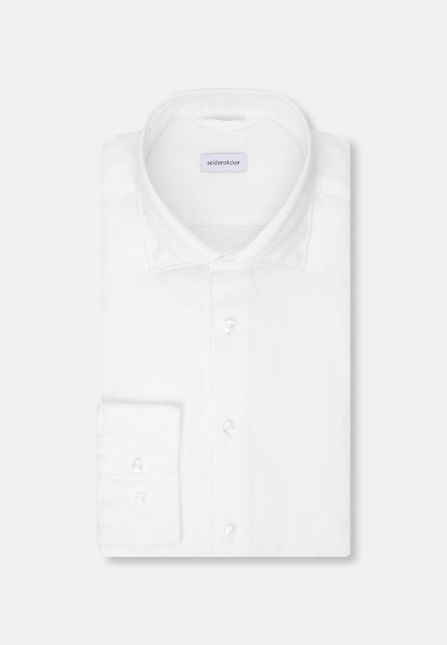 Slim Linen shirt Uni in Weiß |  Seidensticker Onlineshop