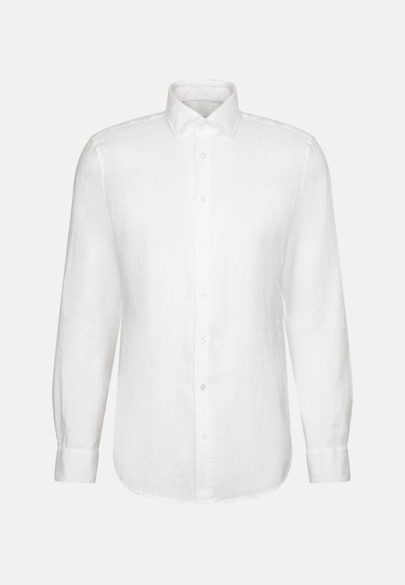 Slim Linen shirt Uni in Weiß |  Seidensticker Onlineshop