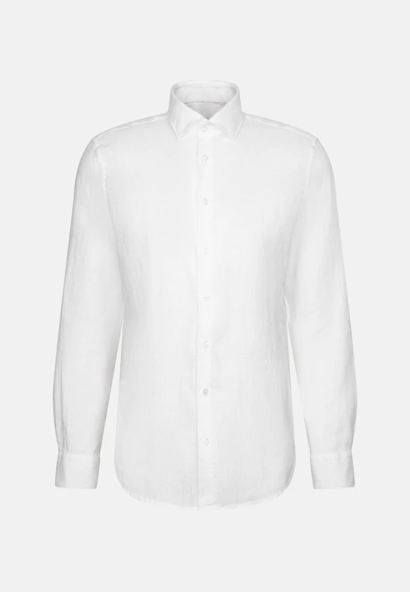 Slim Leinenhemd Uni in Weiß |  Seidensticker Onlineshop