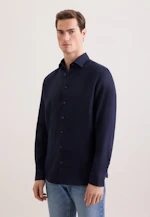 Slim Leinenhemd Uni in Dunkelblau |  Seidensticker Onlineshop