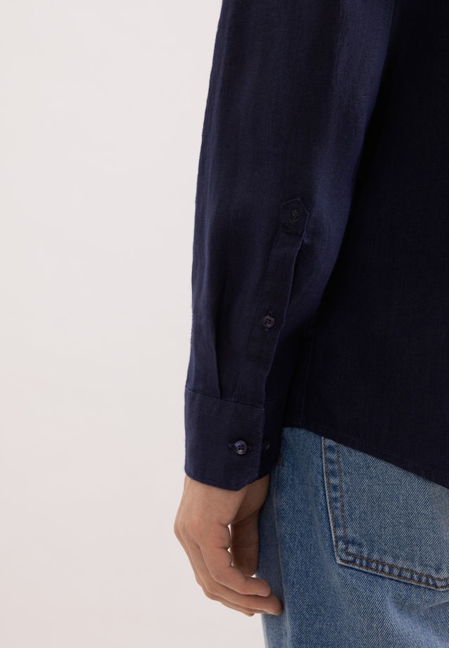 Slim Linen shirt Uni in Dunkelblau |  Seidensticker Onlineshop
