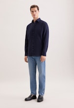 Slim Linen shirt Uni in Dunkelblau |  Seidensticker Onlineshop