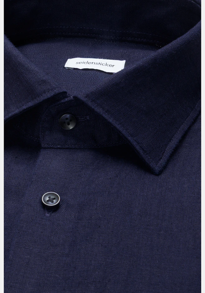 Slim Chemise en lin Uni dans Bleu Foncé | Boutique en ligne Seidensticker
