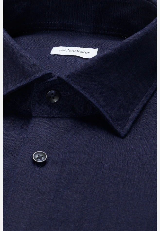 Slim Leinenhemd Uni in Dunkelblau | Seidensticker Onlineshop