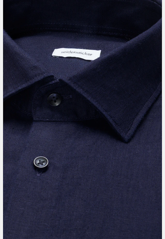 Slim Leinenhemd Uni in Dunkelblau |  Seidensticker Onlineshop