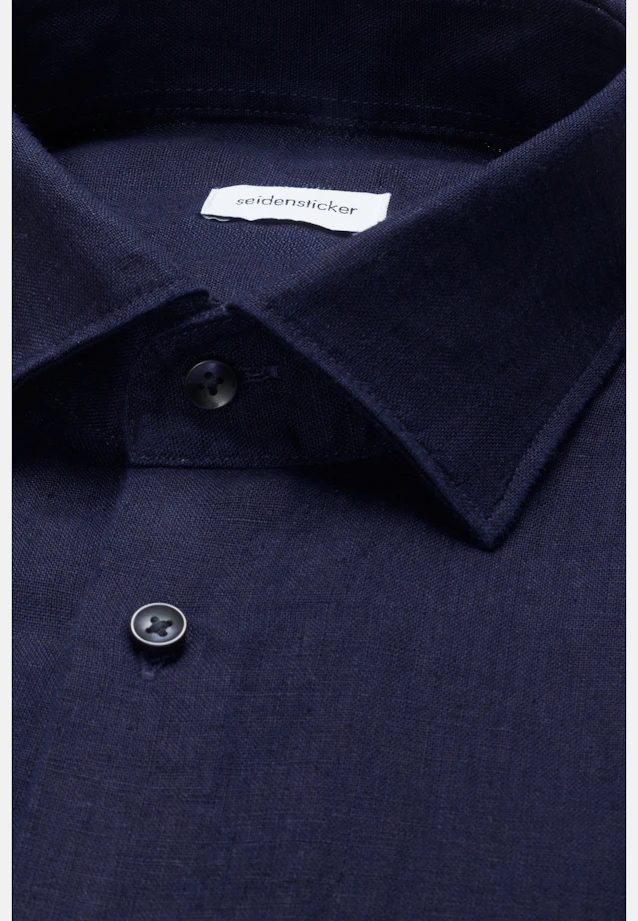 Slim Leinenhemd Uni in Dunkelblau |  Seidensticker Onlineshop