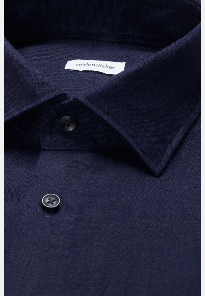 Slim Leinenhemd Uni in Dunkelblau | Seidensticker Onlineshop