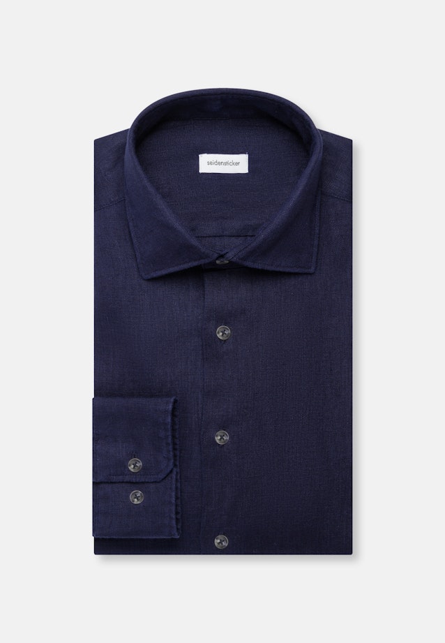 Slim Linen shirt Uni in Dunkelblau |  Seidensticker Onlineshop
