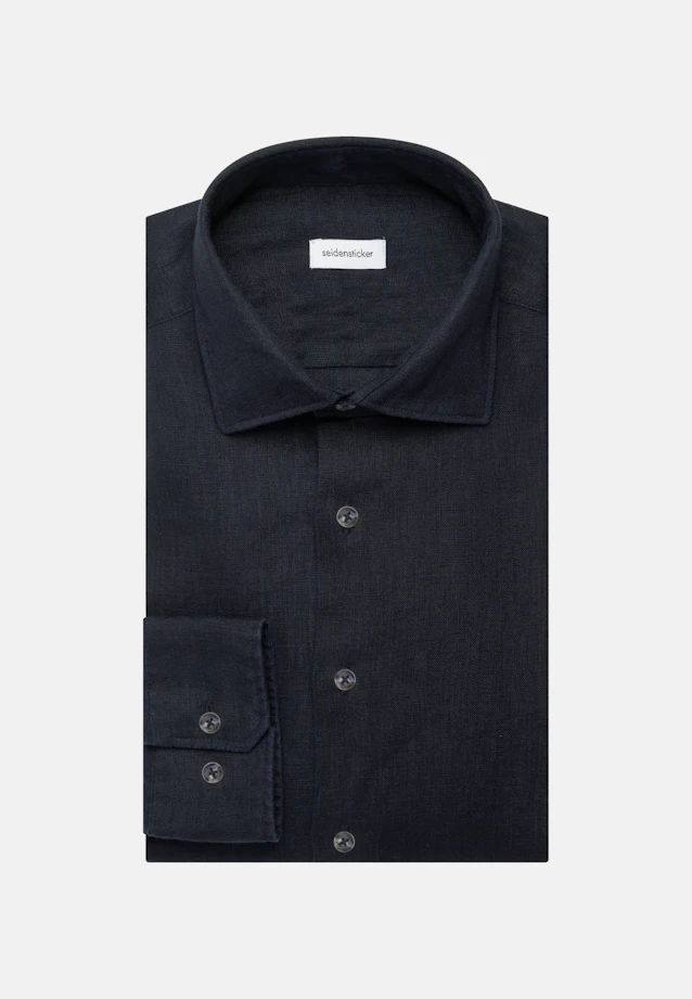 Slim Leinenhemd Uni in Dunkelblau |  Seidensticker Onlineshop