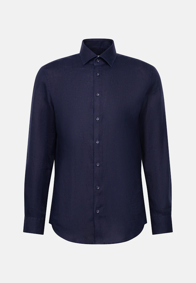 Slim Leinenhemd Uni in Dunkelblau |  Seidensticker Onlineshop