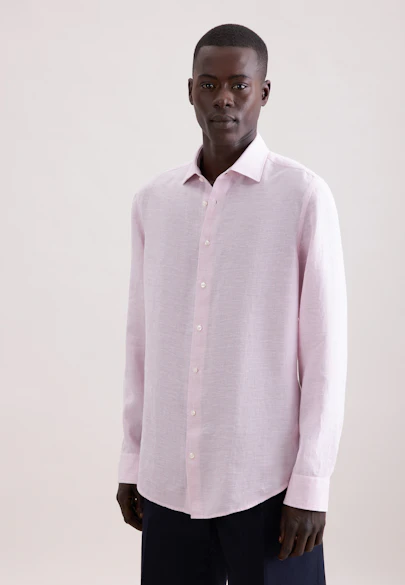 Slim Leinenhemd Uni in Rosa |  Seidensticker Onlineshop