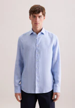 Slim Leinenhemd Uni in Mittelblau |  Seidensticker Onlineshop