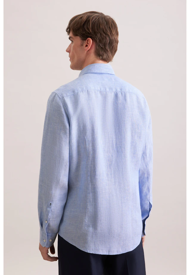 Slim Leinenhemd Uni in Mittelblau |  Seidensticker Onlineshop