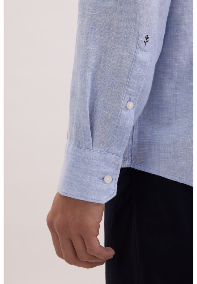 Slim Leinenhemd Uni in Mittelblau |  Seidensticker Onlineshop