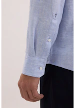 Slim Leinenhemd Uni in Mittelblau |  Seidensticker Onlineshop
