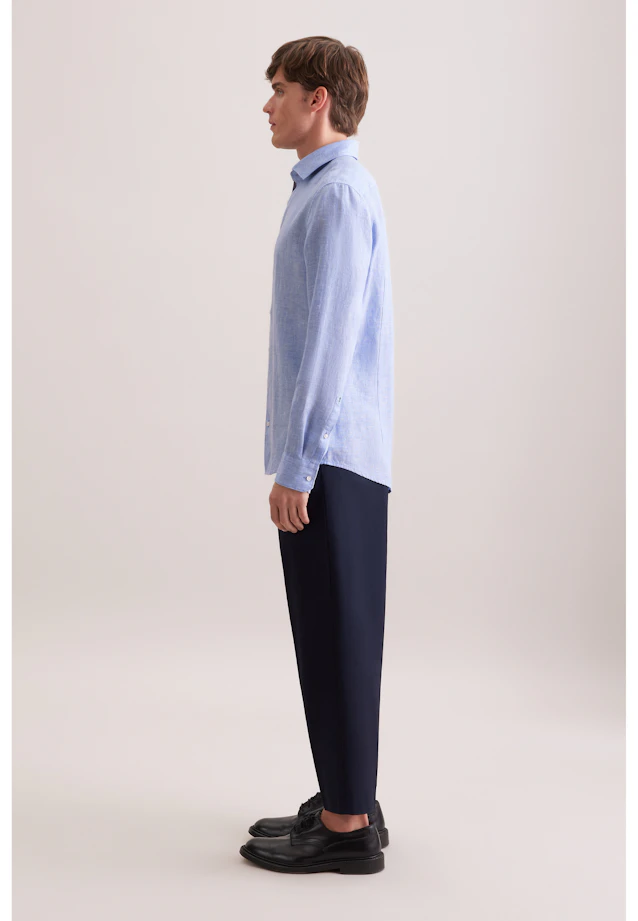 Slim Leinenhemd Uni in Mittelblau |  Seidensticker Onlineshop