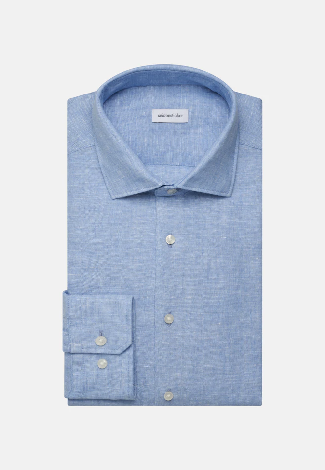 Slim Leinenhemd Uni in Mittelblau | Seidensticker Onlineshop