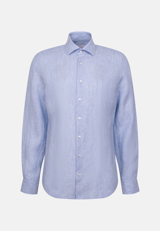 Slim Linen shirt Uni in Mittelblau |  Seidensticker Onlineshop