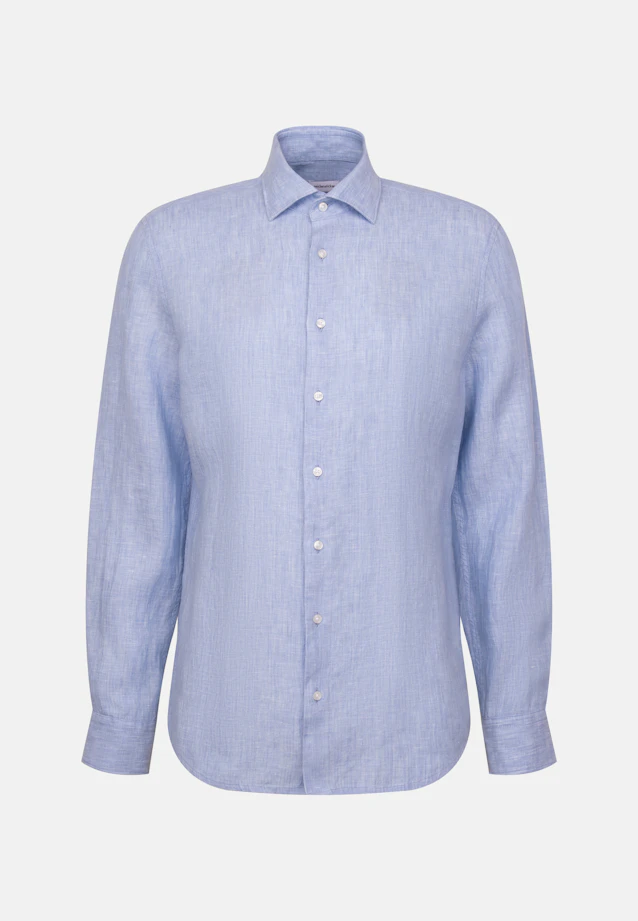 Slim Leinenhemd Uni in Mittelblau |  Seidensticker Onlineshop