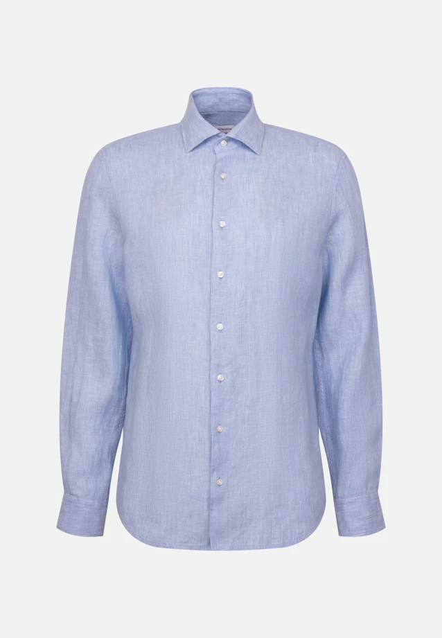 Slim Leinenhemd Uni in Mittelblau |  Seidensticker Onlineshop