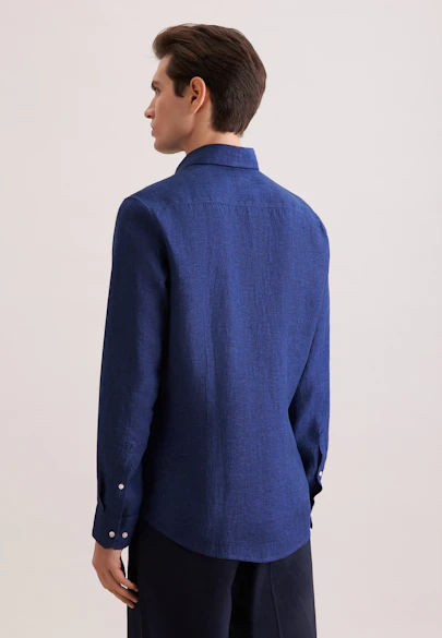 Slim Leinenhemd Uni in Dunkelblau |  Seidensticker Onlineshop