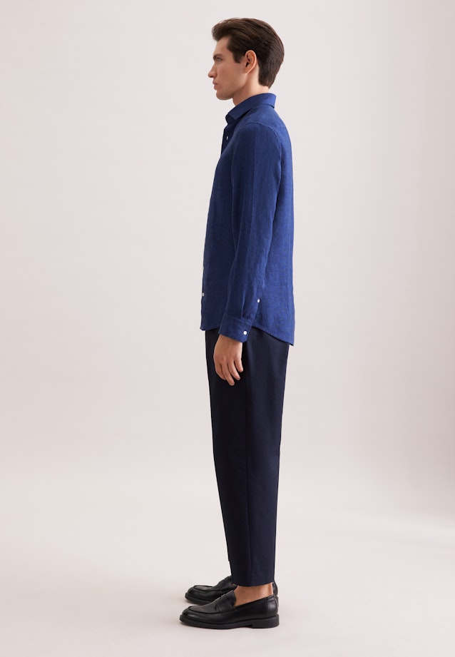 Slim Leinenhemd Uni in Dunkelblau |  Seidensticker Onlineshop