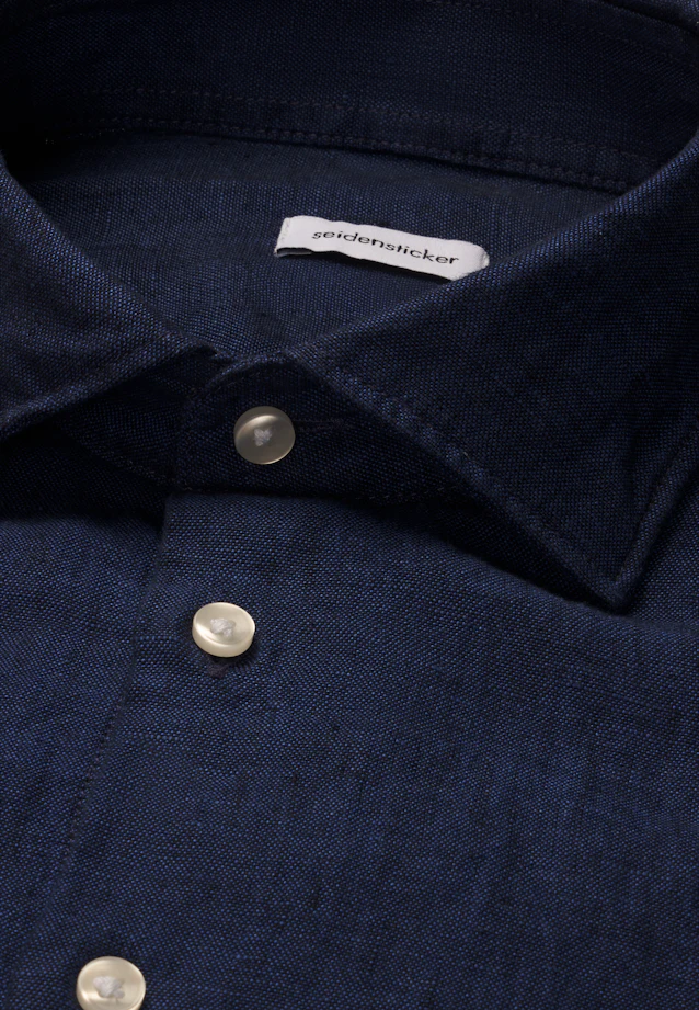 Slim Leinenhemd Uni in Dunkelblau |  Seidensticker Onlineshop