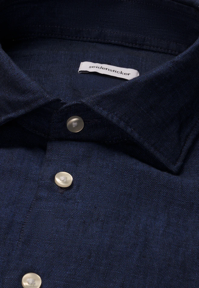 Slim Linen shirt Uni in Dunkelblau | Seidensticker online shop