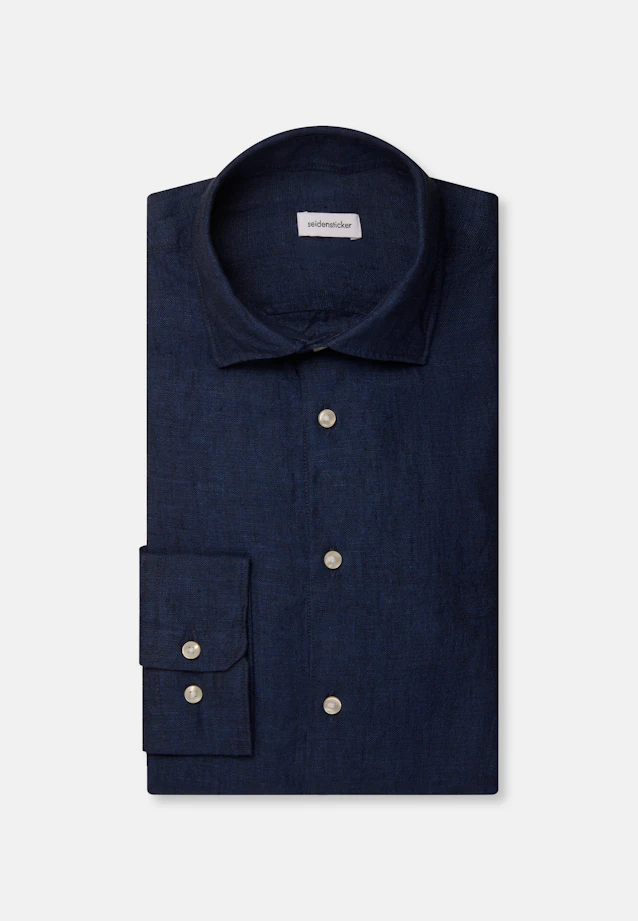 Slim Leinenhemd Uni in Dunkelblau |  Seidensticker Onlineshop