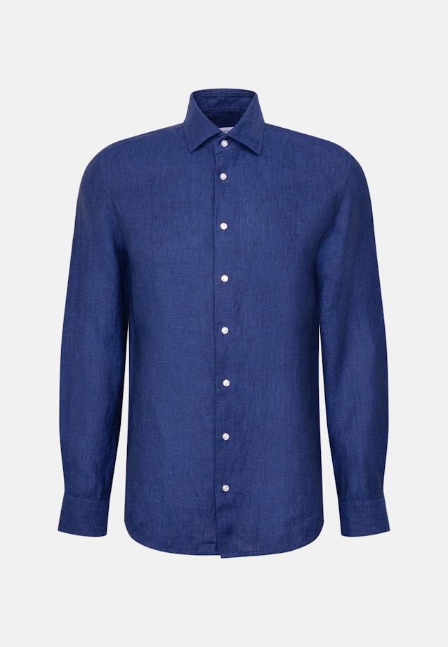 Slim Leinenhemd Uni in Dunkelblau |  Seidensticker Onlineshop