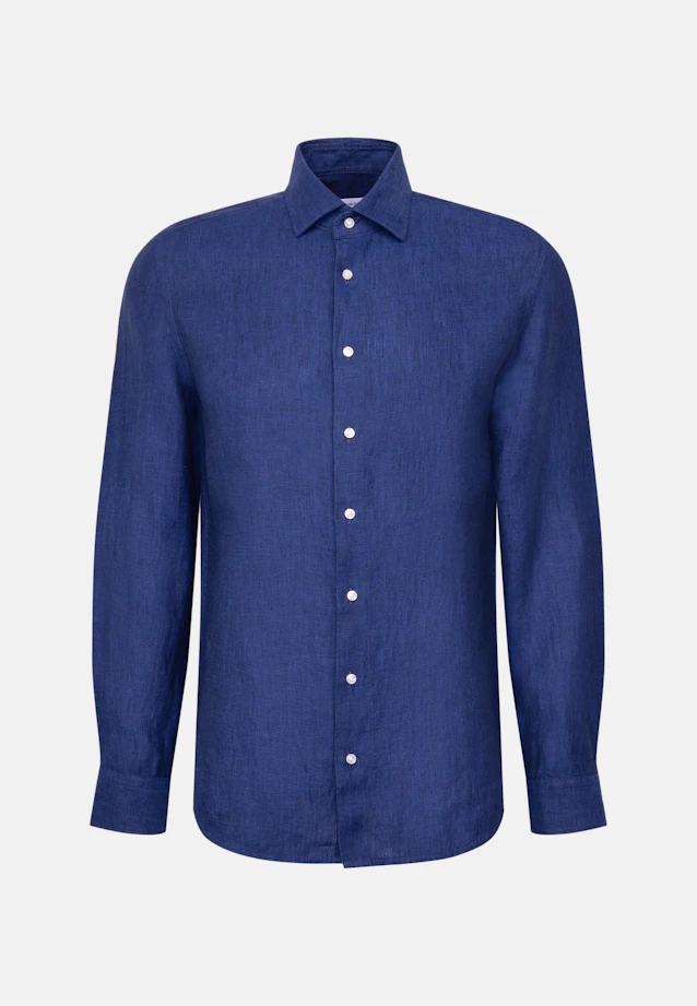 Slim Leinenhemd Uni in Dunkelblau |  Seidensticker Onlineshop
