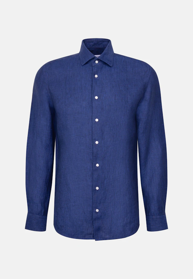 Slim Leinenhemd Uni in Dunkelblau |  Seidensticker Onlineshop