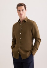 Slim Linen shirt Uni in Grün |  Seidensticker Onlineshop