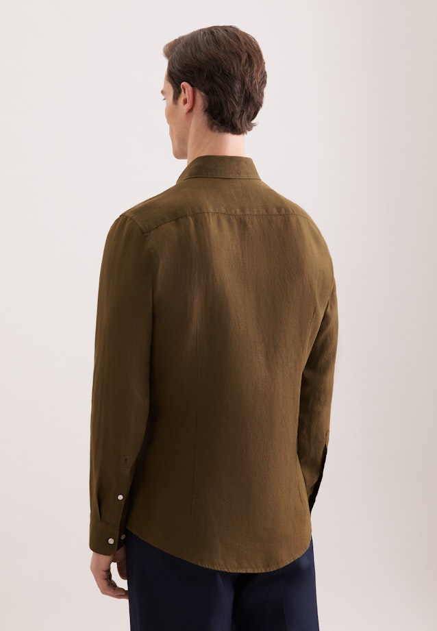 Slim Linen shirt Uni in Grün |  Seidensticker Onlineshop