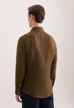 Slim Linen shirt Uni in Grün |  Seidensticker Onlineshop