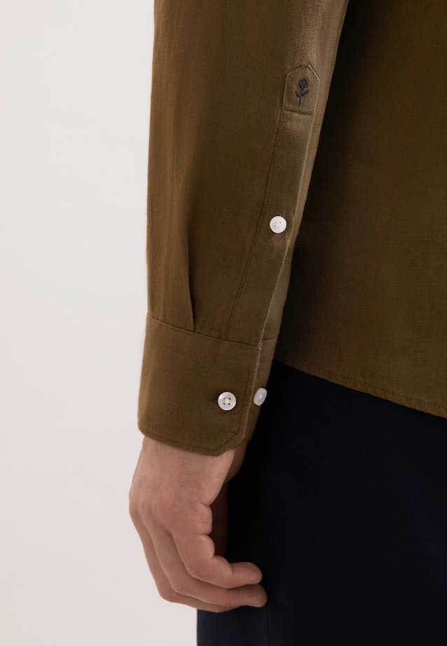 Slim Linen shirt Uni in Grün |  Seidensticker Onlineshop