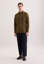 Slim Linen shirt Uni in Grün |  Seidensticker Onlineshop