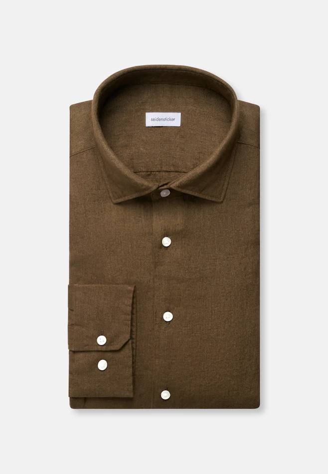 Slim Chemise en lin Uni dans Vert | Boutique en ligne Seidensticker