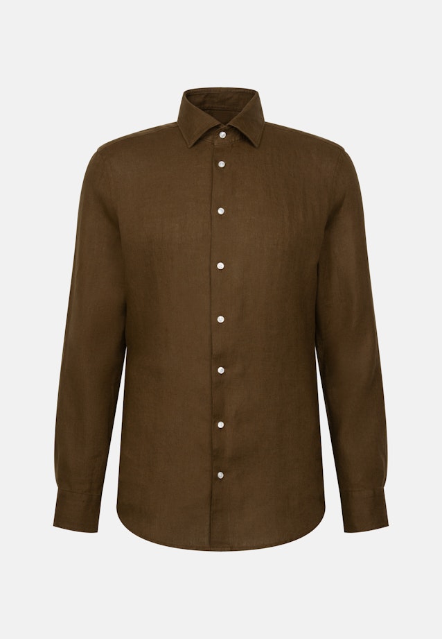 Slim Linen shirt Uni in Grün |  Seidensticker Onlineshop