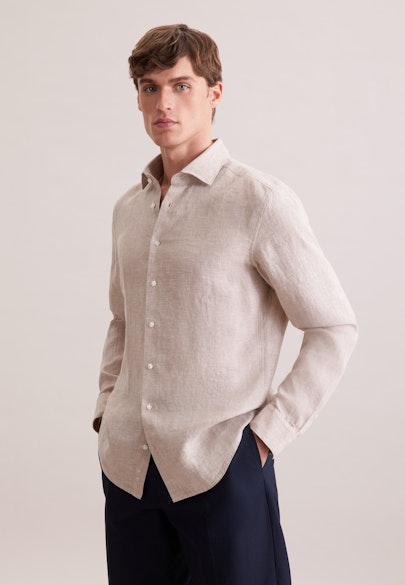 Slim Leinenhemd Uni in Beige |  Seidensticker Onlineshop