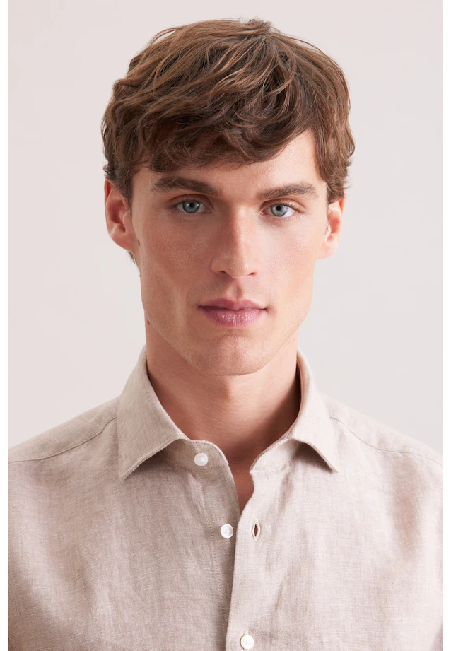 Slim Leinenhemd Uni in Beige |  Seidensticker Onlineshop