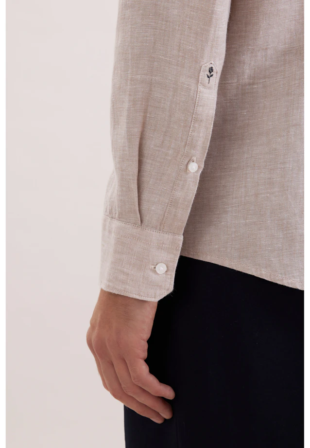 Slim Leinenhemd Uni in Beige |  Seidensticker Onlineshop