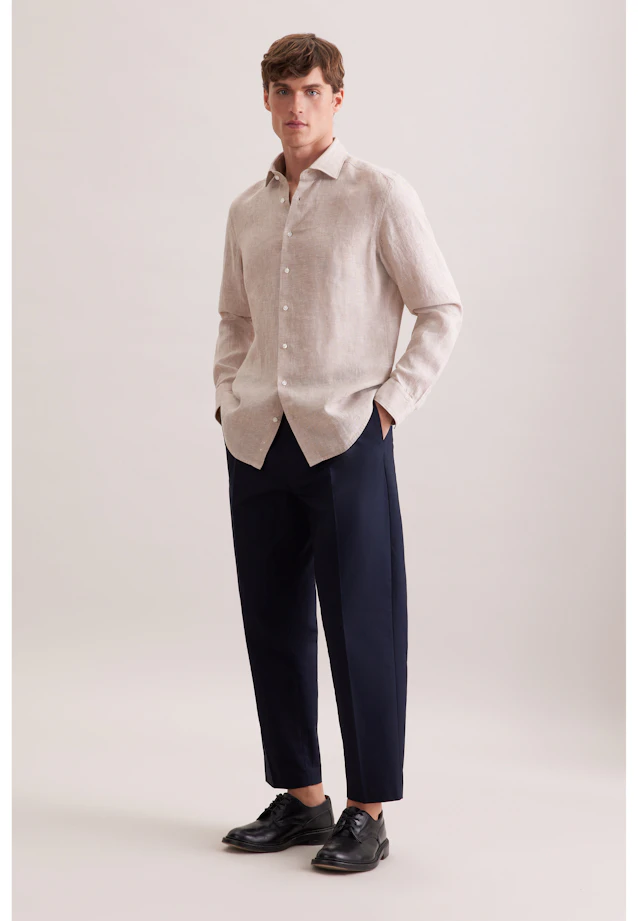 Slim Leinenhemd Uni in Beige |  Seidensticker Onlineshop