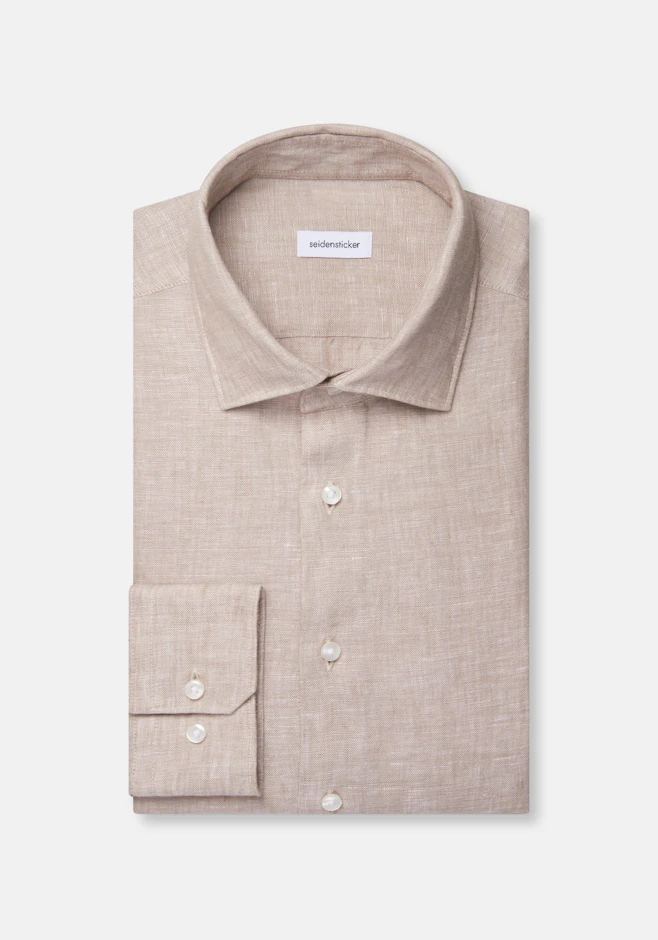 Slim Chemise en lin Uni dans Beige | Boutique en ligne Seidensticker