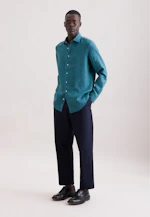 Slim Chemise en lin Uni in Turquoise |  Seidensticker Onlineshop