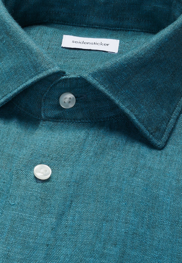 Slim Linen shirt Uni in Türkis |  Seidensticker Onlineshop