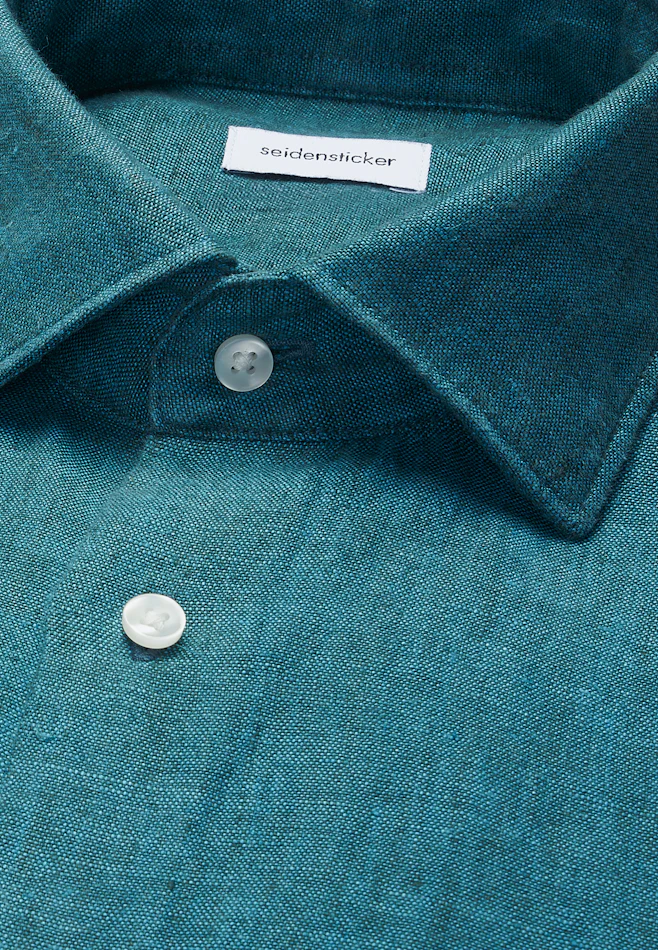 Slim Chemise en lin Uni dans Turquoise | Boutique en ligne Seidensticker