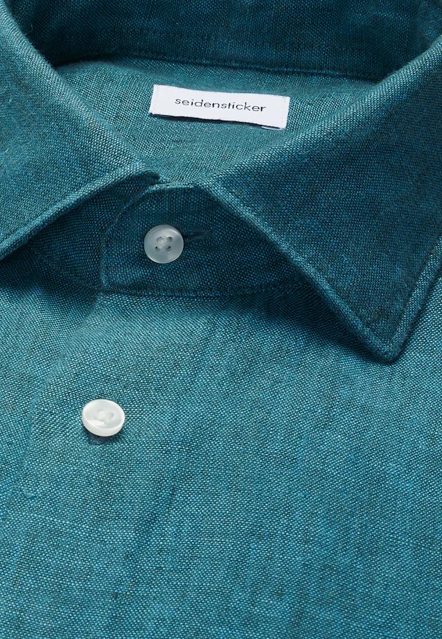 Slim Chemise en lin Uni in Turquoise |  Seidensticker Onlineshop