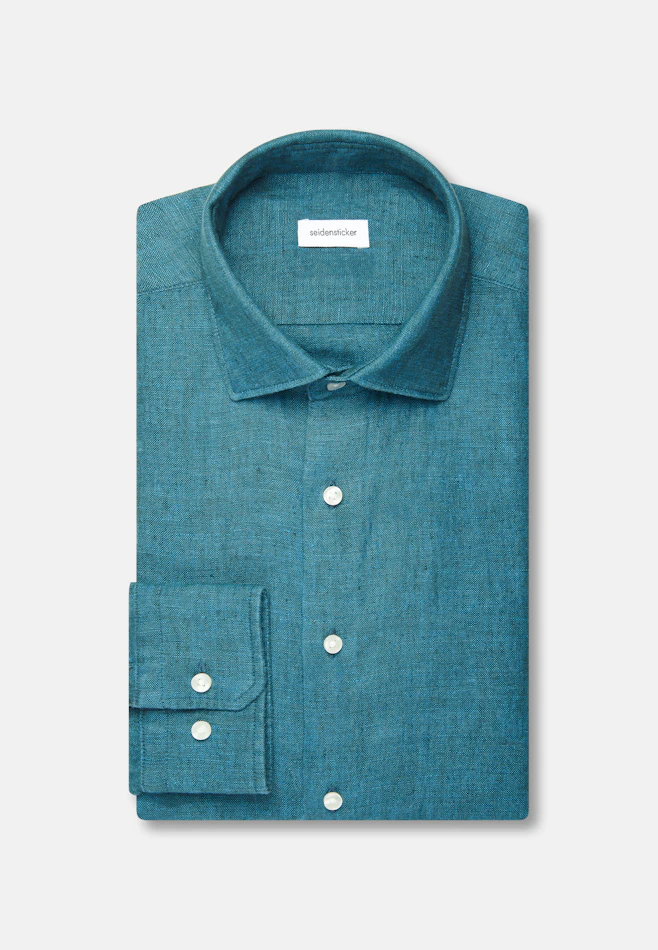 Slim Chemise en lin Uni dans Turquoise | Boutique en ligne Seidensticker