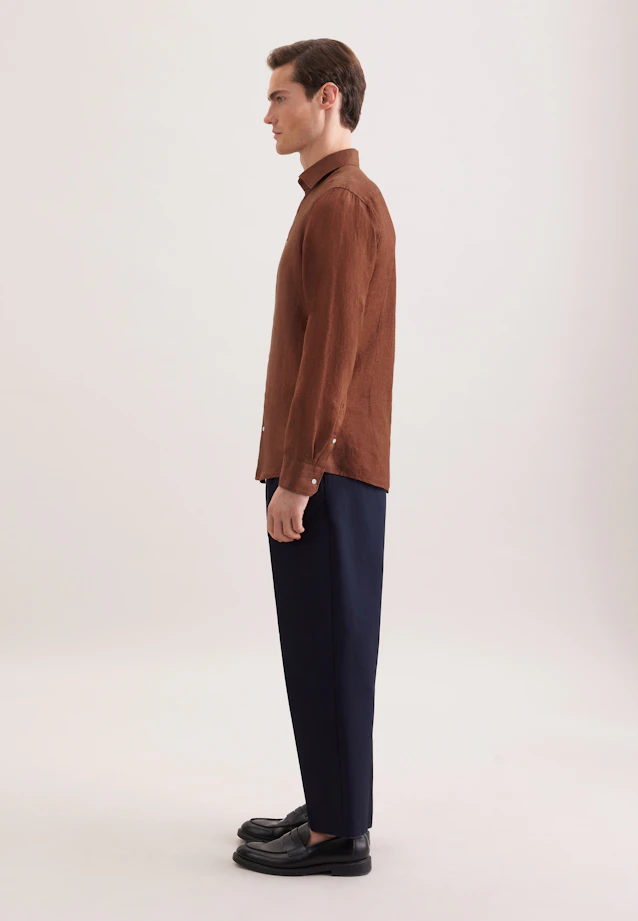 Slim Leinenhemd Uni in Braun |  Seidensticker Onlineshop